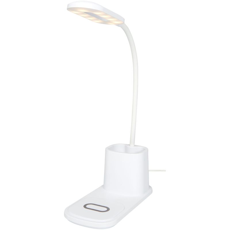 Bright-skrivebordslampe og organisator med trådløs lader