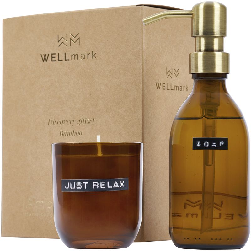 Wellmark Discovery 200 ml dispenser for håndsåpe og 150 g duftlys sett  bambusduft