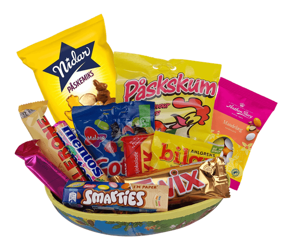 Hovedbilde 23cm påskeegg med 780g merkevarer