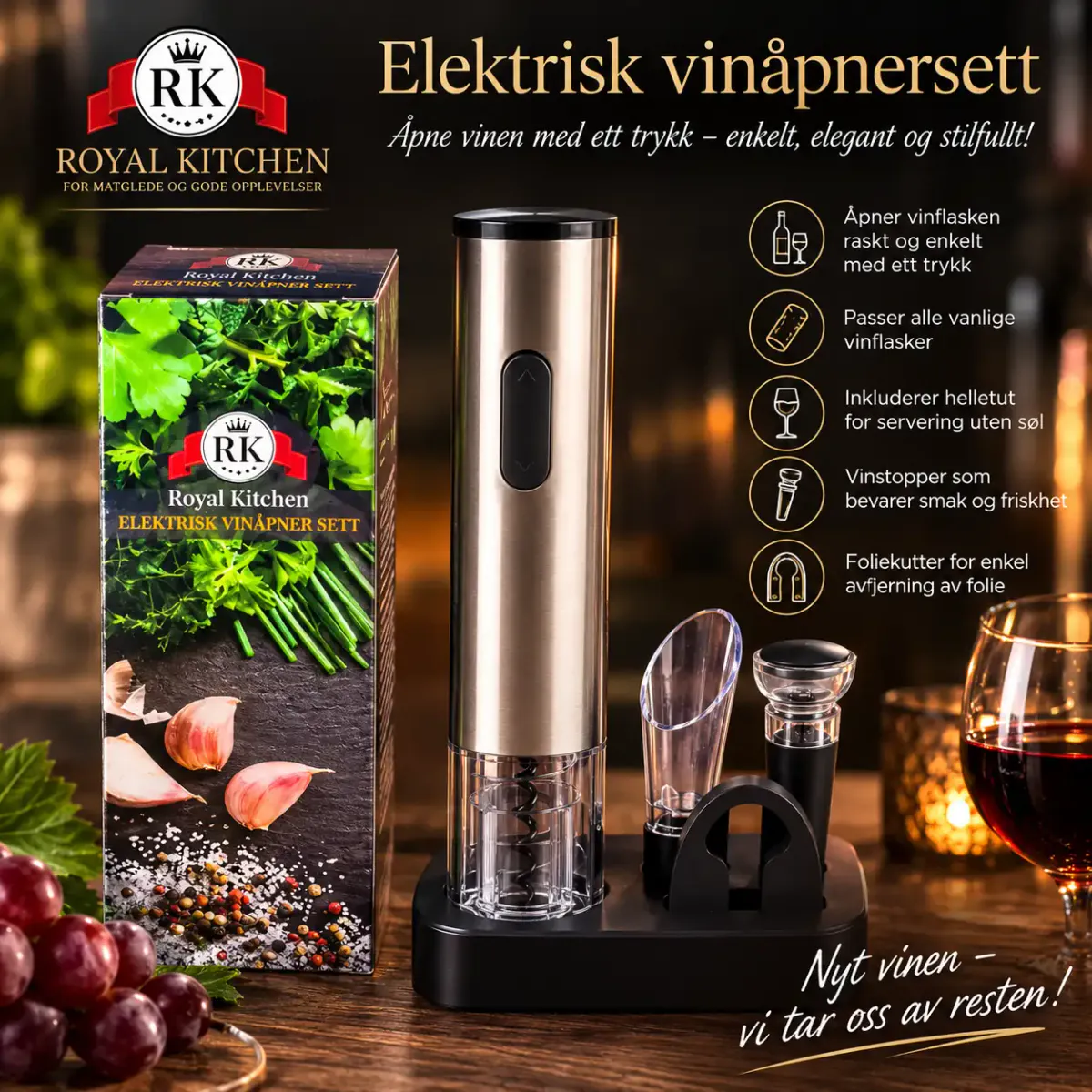 Royal Kitchen Elektrisk vinåpnersett